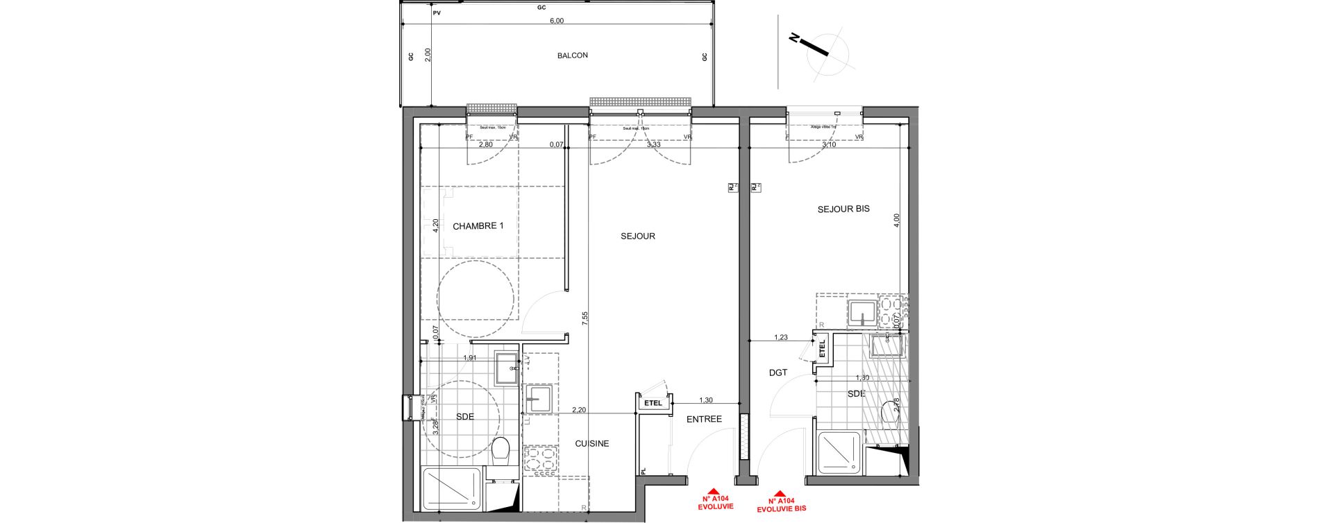 Appartement T3 de 63,94 m2 &agrave; Montigny-L&egrave;s-Metz Centre