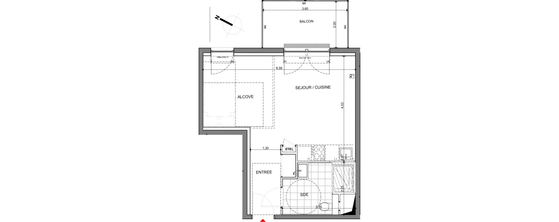 Appartement T1 de 35,86 m2 &agrave; Montigny-L&egrave;s-Metz Centre