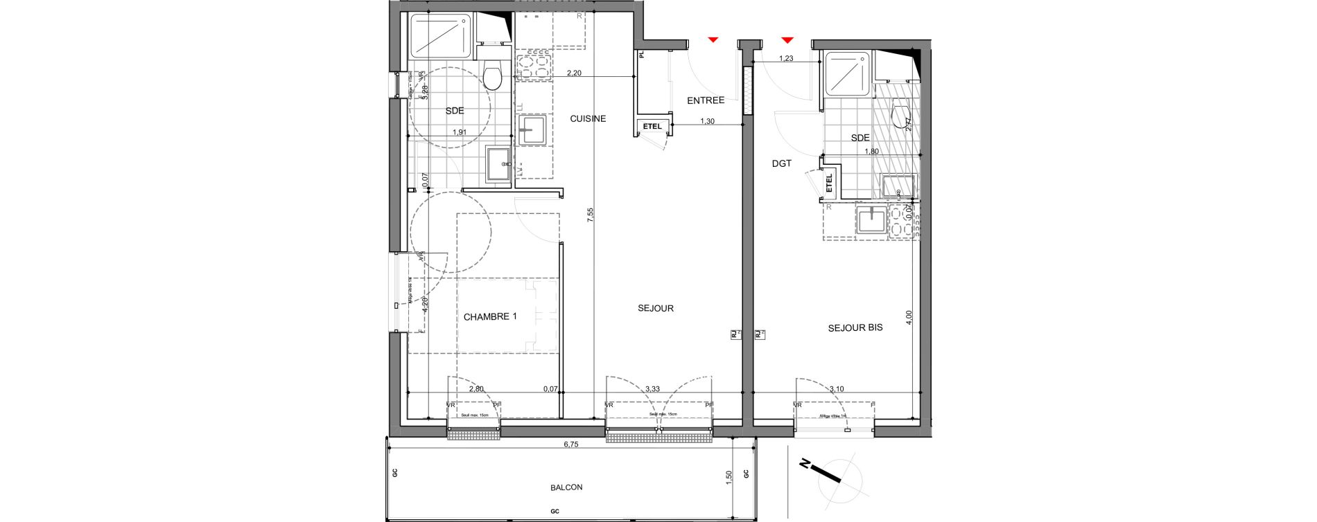 Appartement T3 de 63,90 m2 &agrave; Montigny-L&egrave;s-Metz Centre