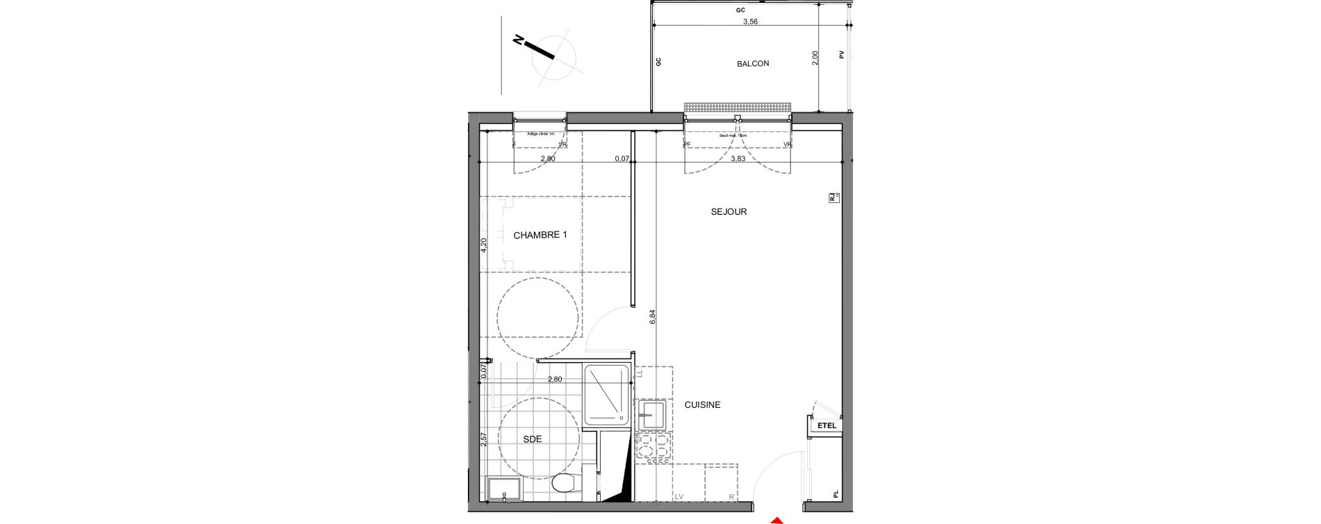 Appartement T2 de 44,09 m2 &agrave; Montigny-L&egrave;s-Metz Centre