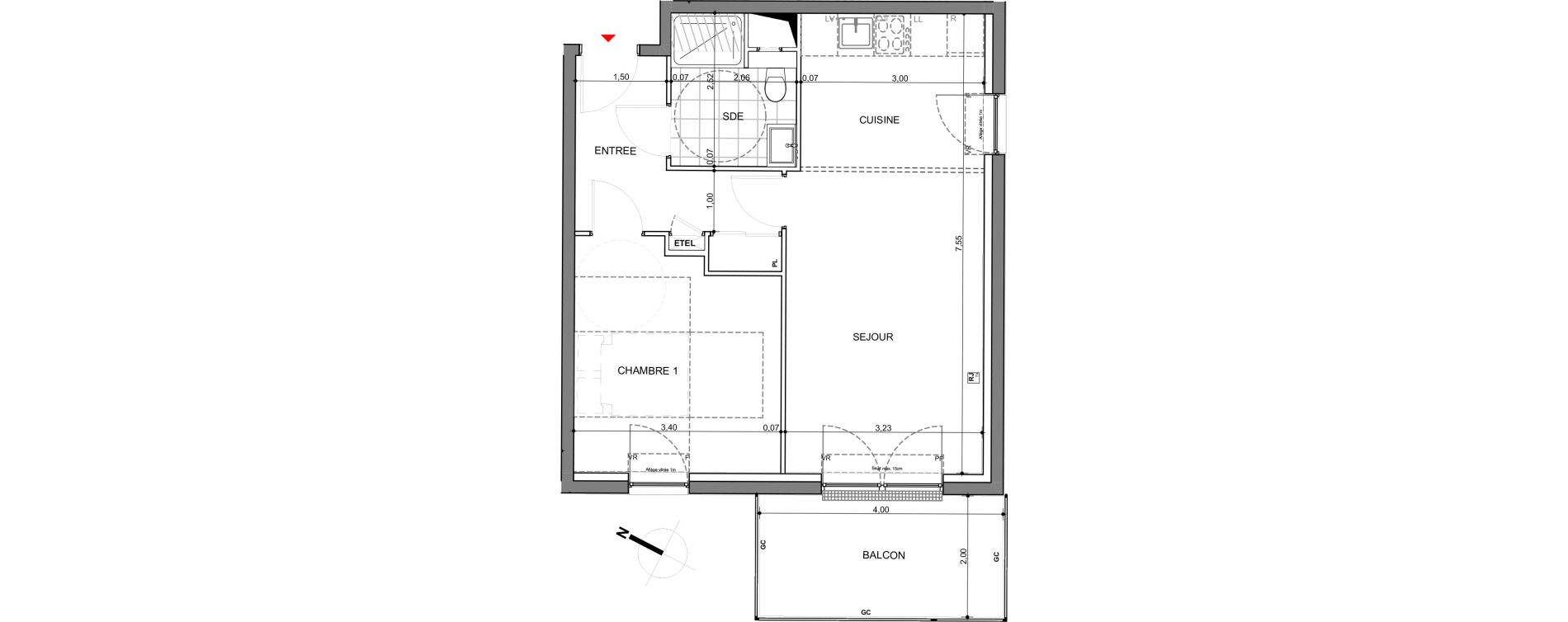 Appartement T2 de 47,59 m2 &agrave; Montigny-L&egrave;s-Metz Centre
