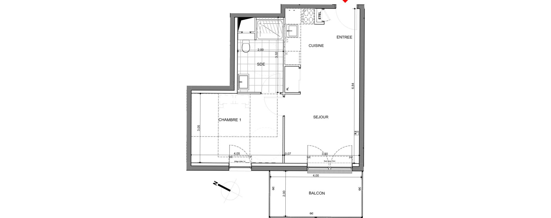 Appartement T2 de 40,51 m2 &agrave; Montigny-L&egrave;s-Metz Centre