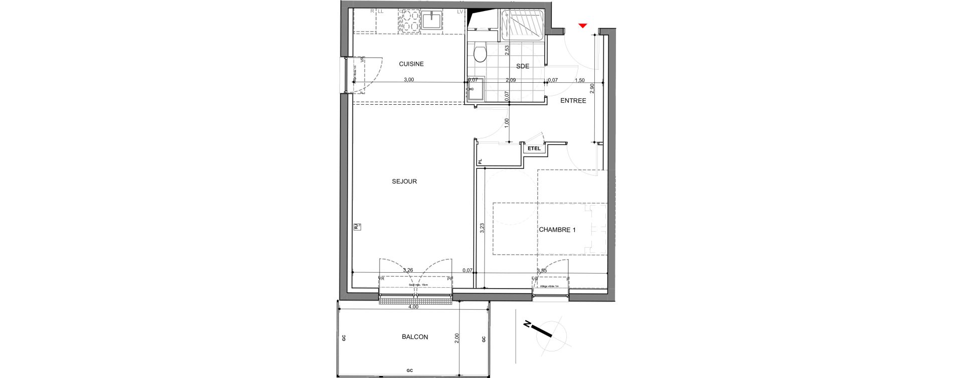 Appartement T2 de 48,38 m2 &agrave; Montigny-L&egrave;s-Metz Centre