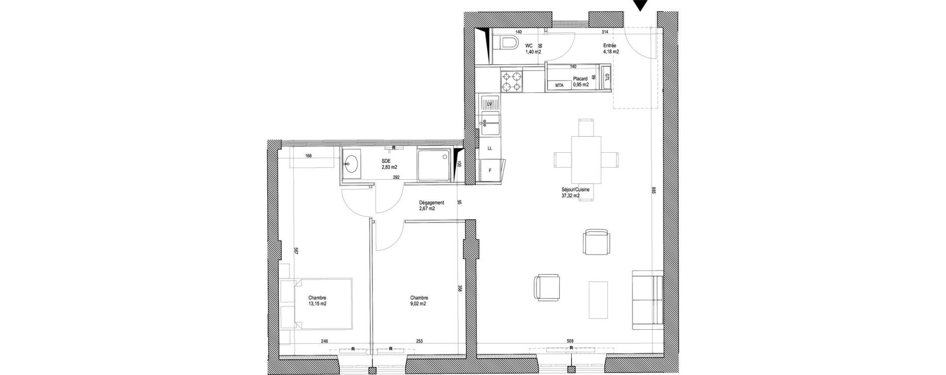 Appartement T3 de 71,52 m2 &agrave; Montigny-L&egrave;s-Metz Liz&eacute;
