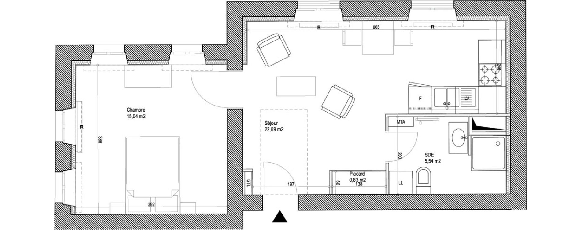 Appartement T2 de 44,10 m2 &agrave; Montigny-L&egrave;s-Metz Liz&eacute;