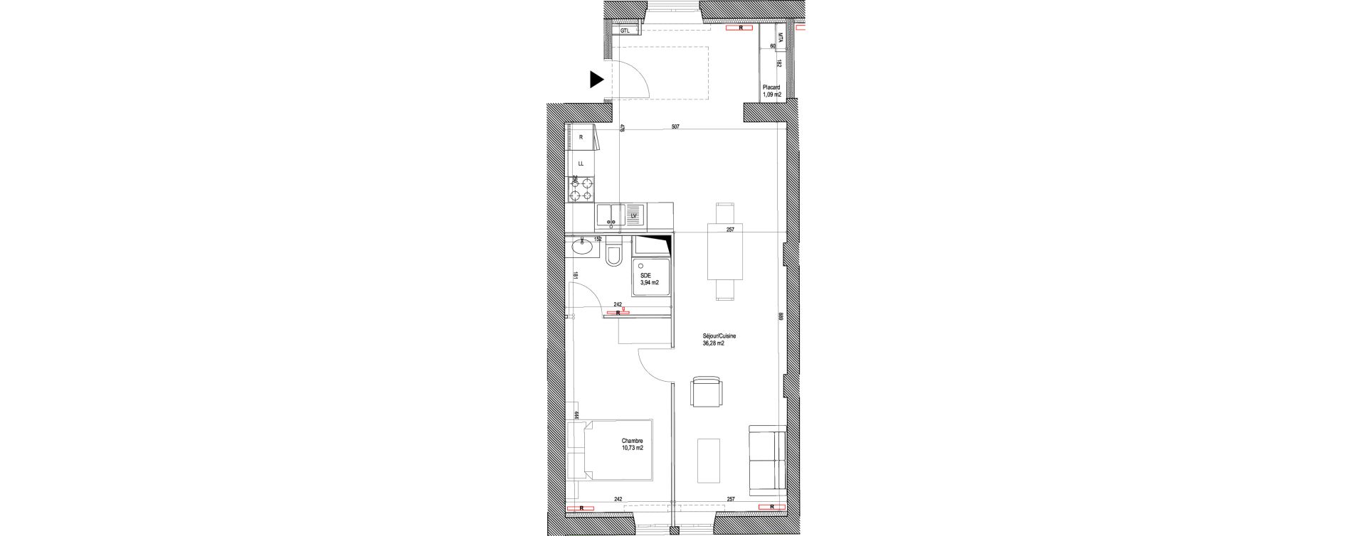 Appartement T2 de 52,04 m2 &agrave; Montigny-L&egrave;s-Metz Liz&eacute;