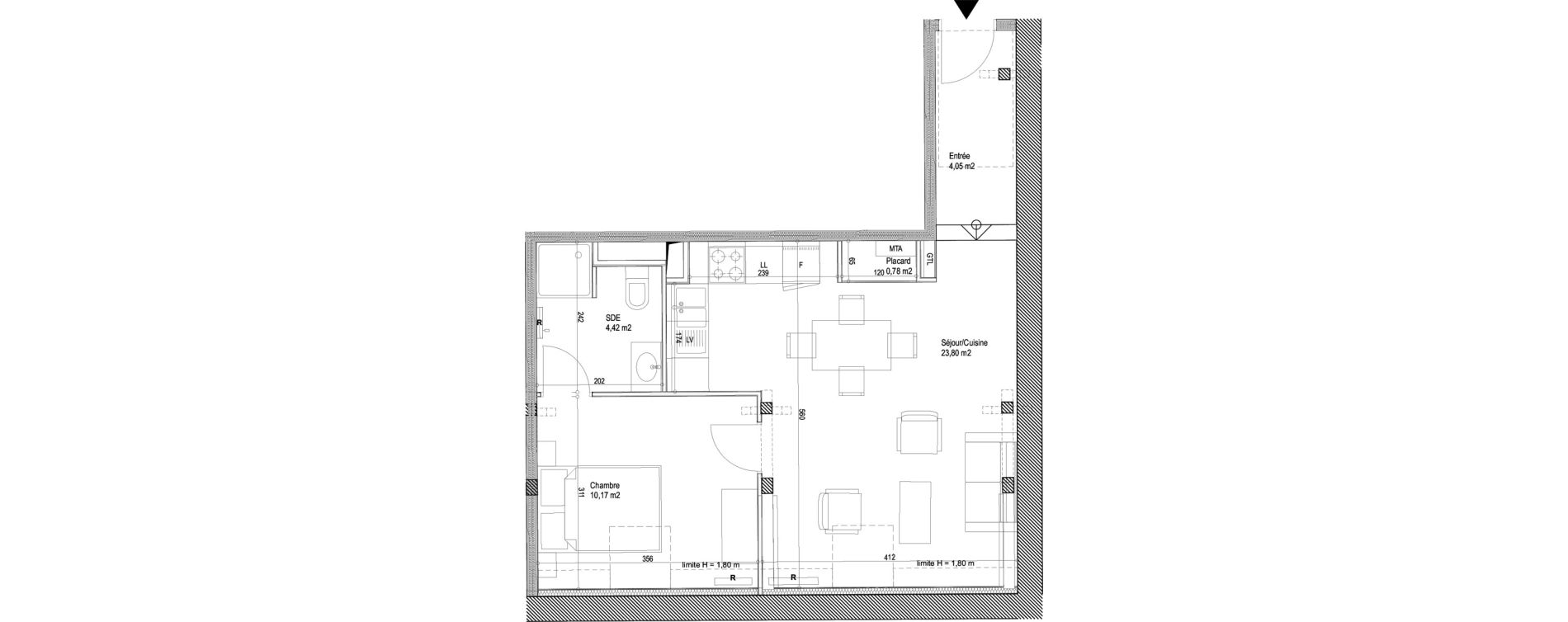 Appartement T2 de 43,22 m2 &agrave; Montigny-L&egrave;s-Metz Liz&eacute;