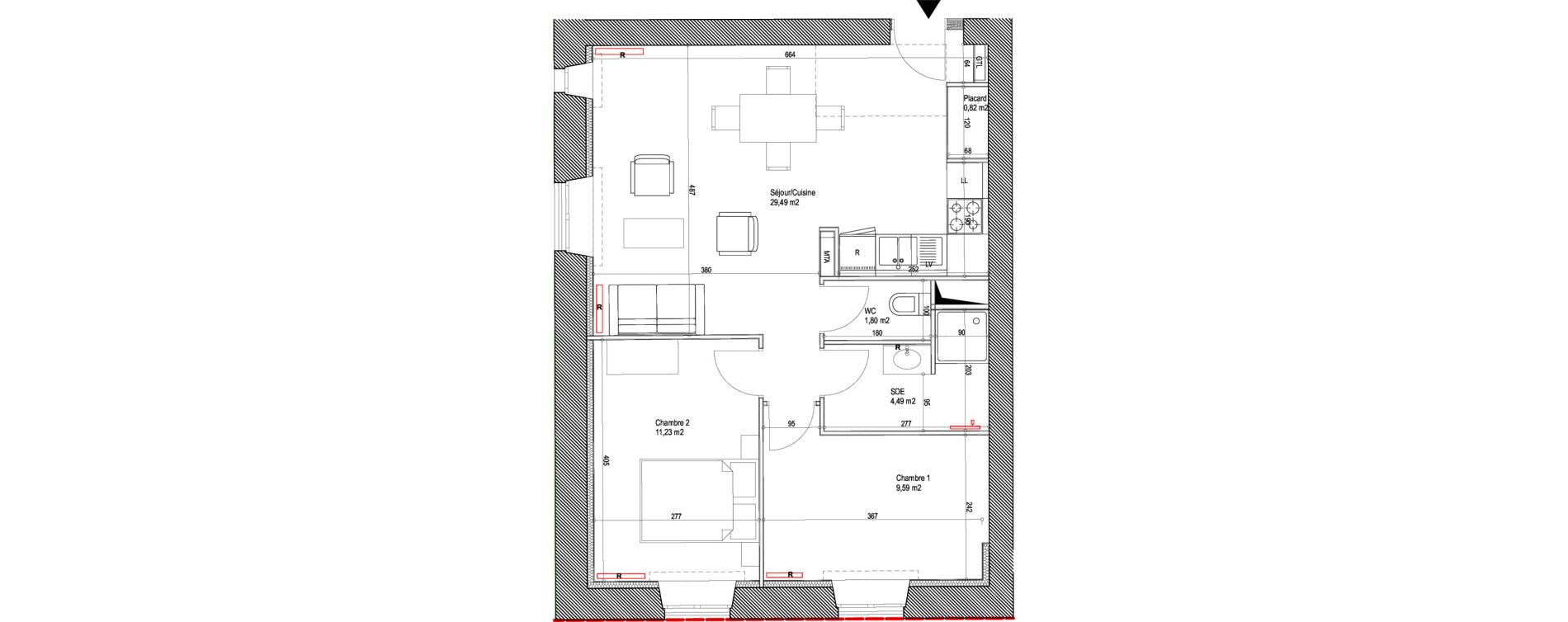 Appartement T3 de 57,42 m2 &agrave; Montigny-L&egrave;s-Metz Liz&eacute;