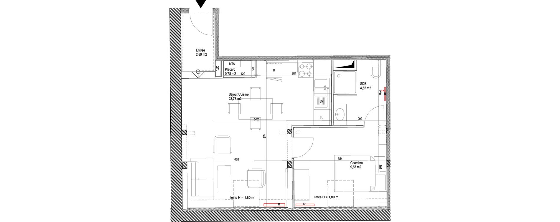 Appartement T2 de 41,94 m2 &agrave; Montigny-L&egrave;s-Metz Liz&eacute;