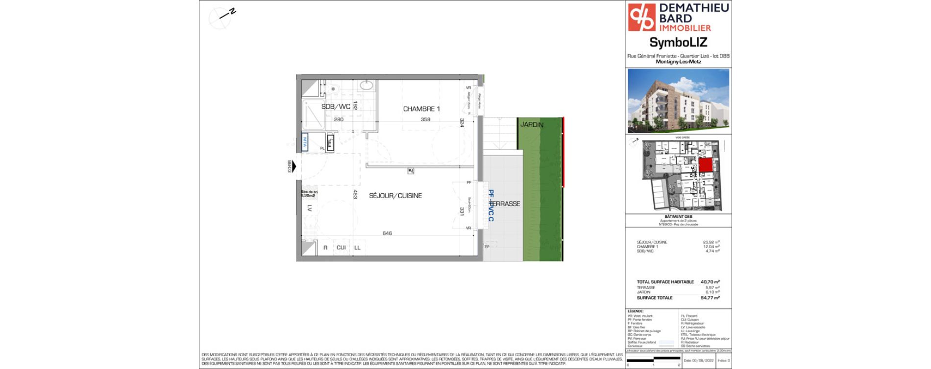 Appartement T2 de 40,70 m2 &agrave; Montigny-L&egrave;s-Metz Liz&eacute;