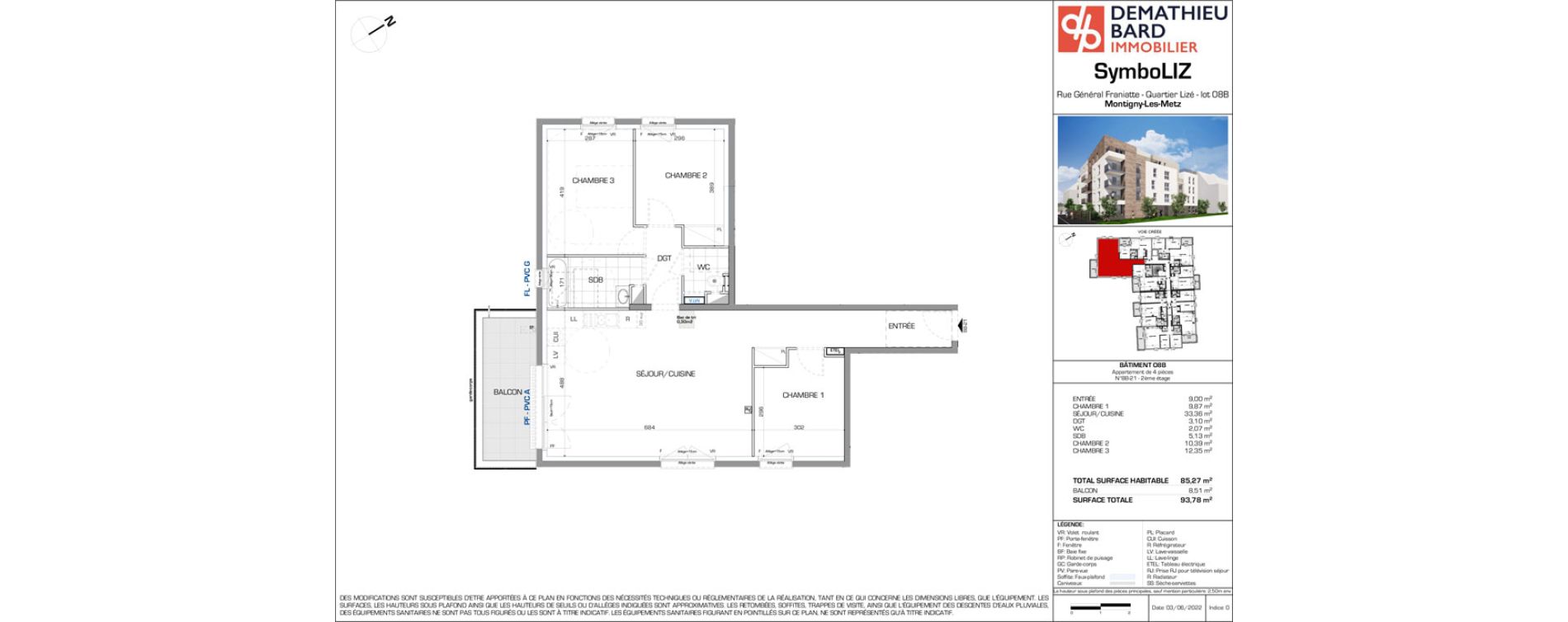 Appartement T4 de 85,27 m2 &agrave; Montigny-L&egrave;s-Metz Liz&eacute;