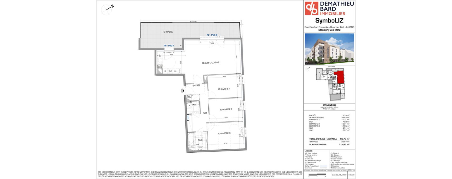 Appartement T4 de 85,79 m2 &agrave; Montigny-L&egrave;s-Metz Liz&eacute;