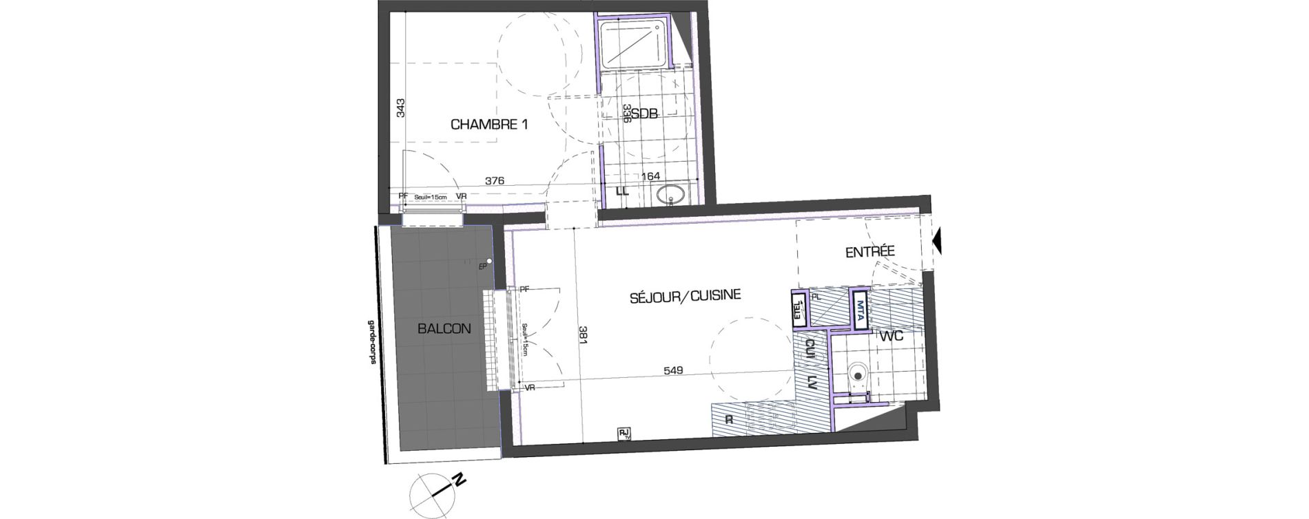 Appartement T1 de 43,46 m2 &agrave; Montigny-L&egrave;s-Metz Liz&eacute;