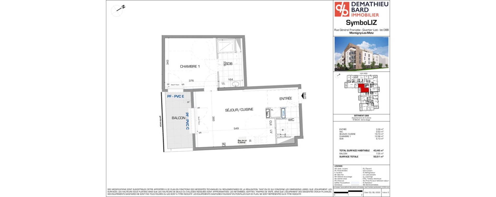 Appartement T2 de 43,46 m2 à Montigny-Lès-Metz Lizé