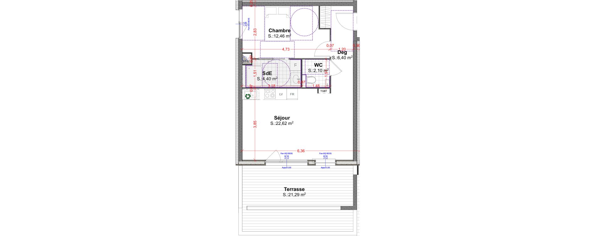 Appartement T2 de 47,98 m2 &agrave; R&eacute;dange Centre