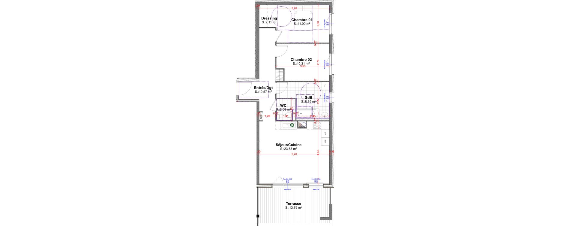 Appartement T3 de 68,14 m2 &agrave; R&eacute;dange Centre