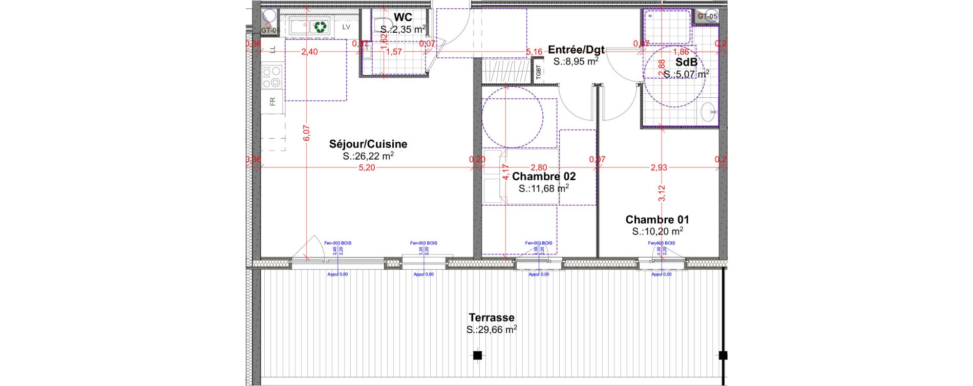 Appartement T3 de 64,47 m2 &agrave; R&eacute;dange Centre