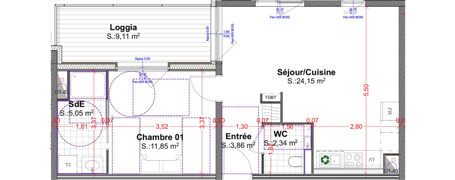 Appartement T2 de 47,25 m2 &agrave; R&eacute;dange Centre