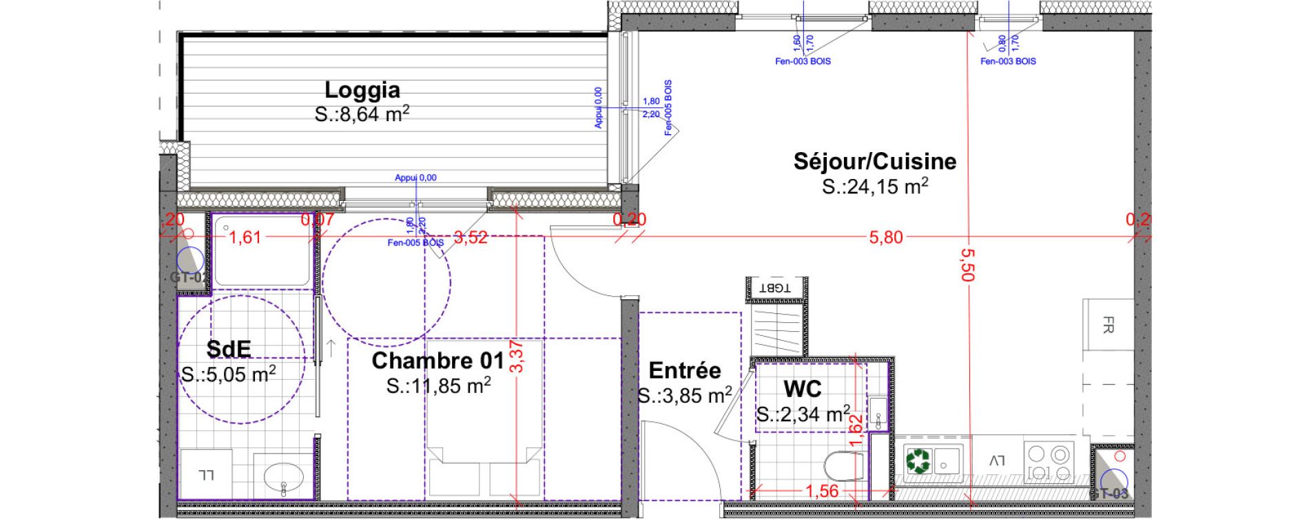 Appartement T2 de 47,24 m2 &agrave; R&eacute;dange Centre