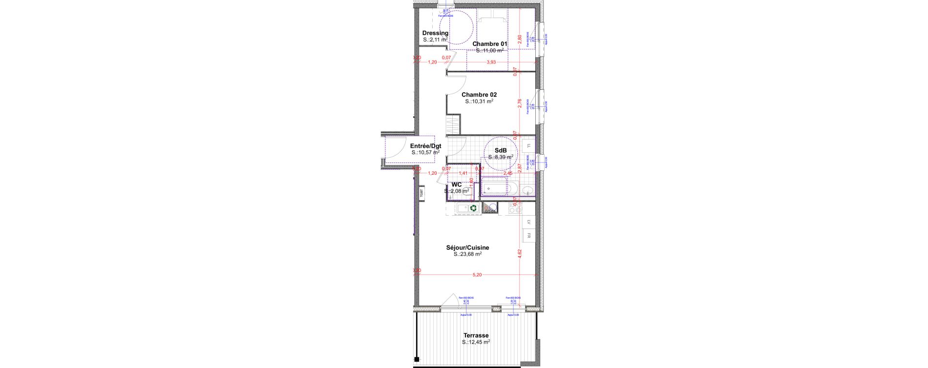 Appartement T3 de 68,14 m2 &agrave; R&eacute;dange Centre