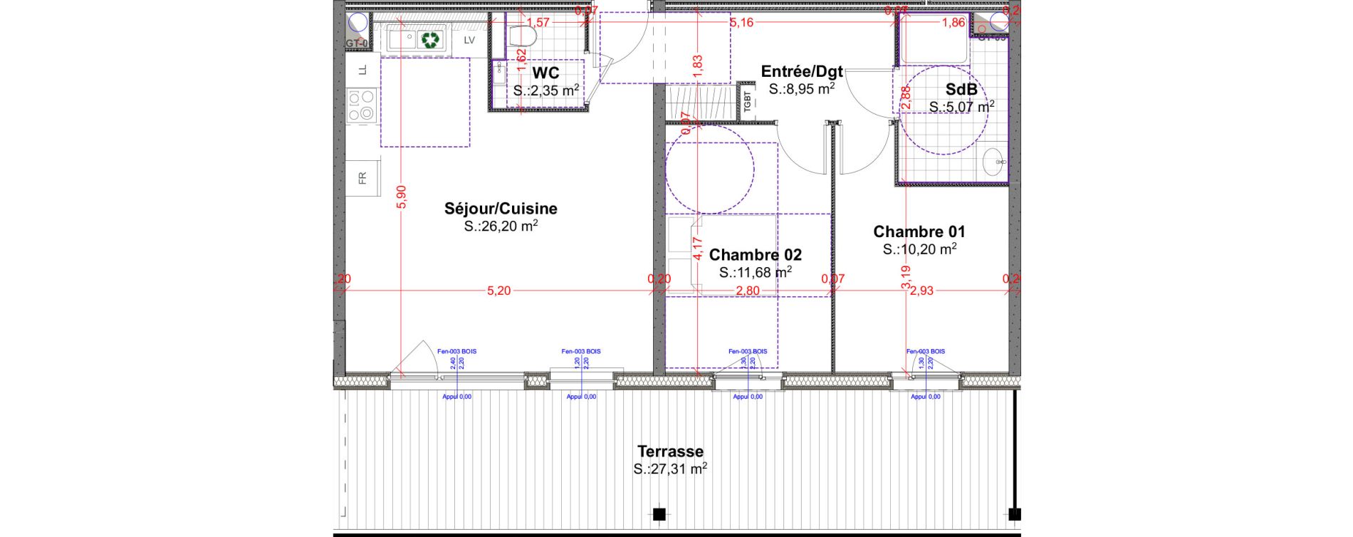 Appartement T3 de 64,45 m2 &agrave; R&eacute;dange Centre