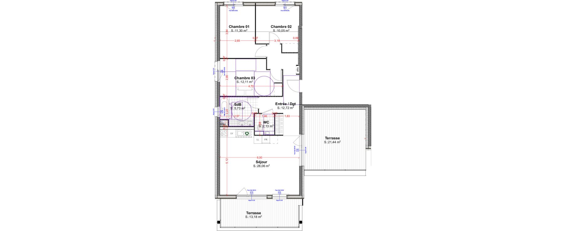 Appartement T4 de 82,10 m2 &agrave; R&eacute;dange Centre