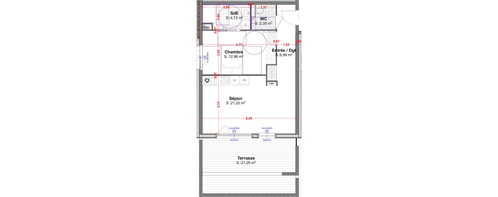 Appartement T2 de 48,14 m2 &agrave; R&eacute;dange Centre