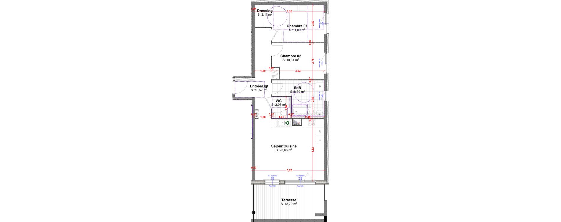 Appartement T3 de 68,14 m2 &agrave; R&eacute;dange Centre