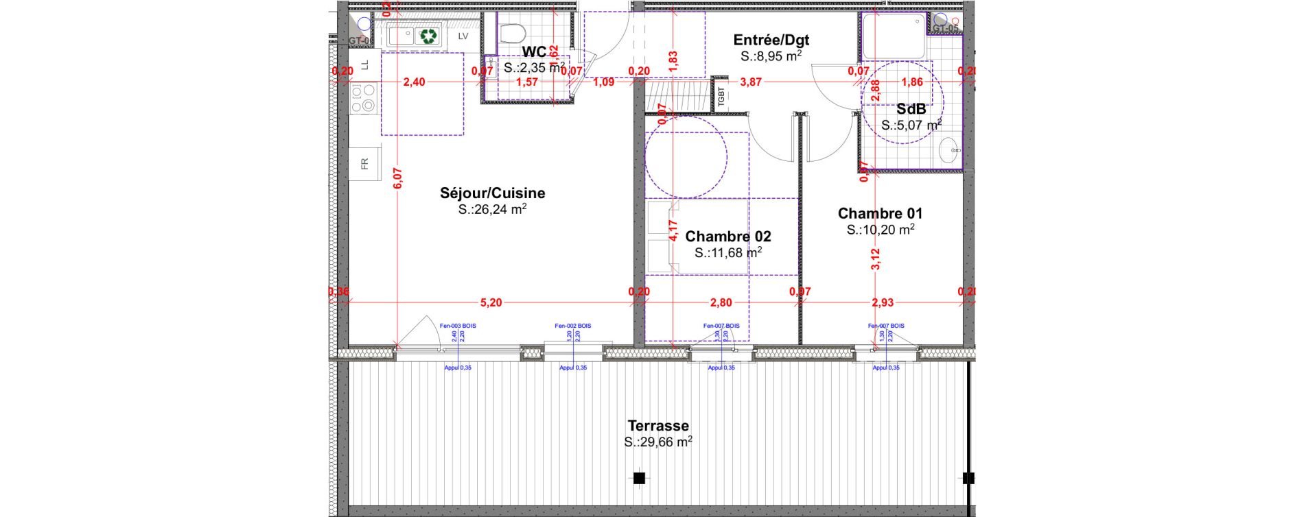 Appartement T3 de 64,49 m2 &agrave; R&eacute;dange Centre