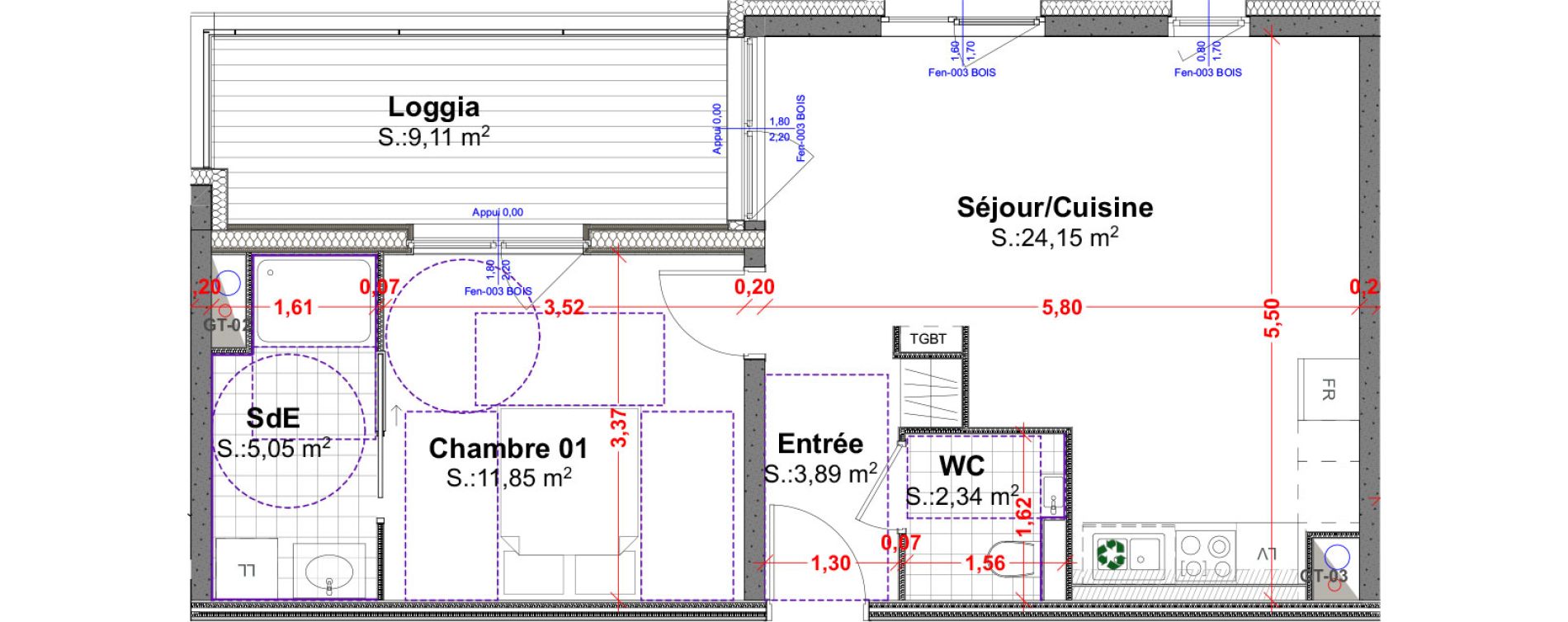 Appartement T2 de 47,28 m2 &agrave; R&eacute;dange Centre