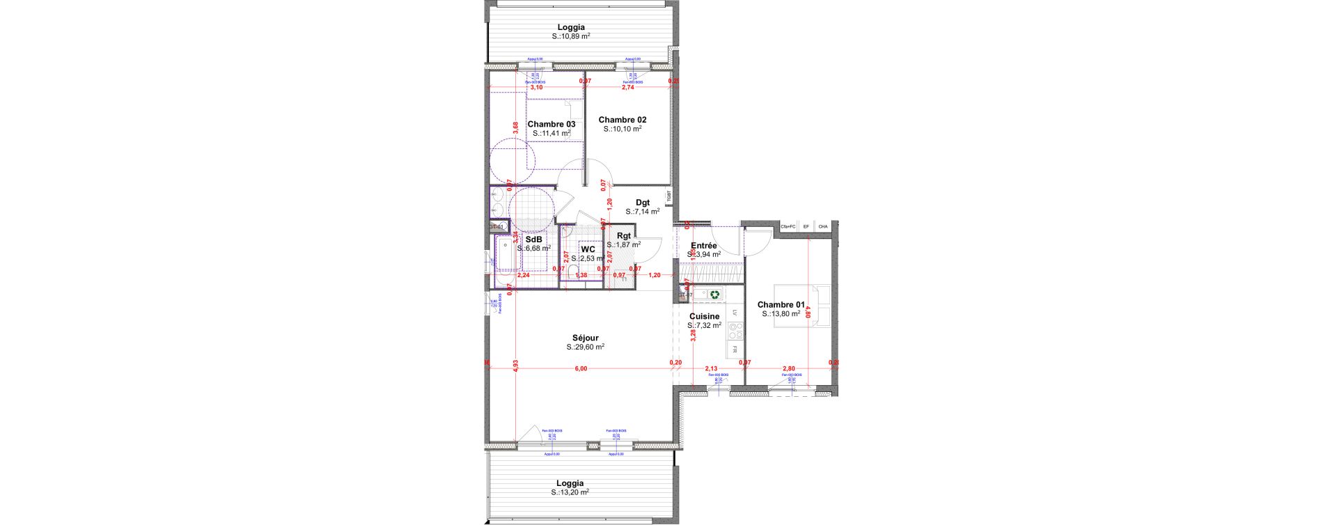 Appartement T4 de 94,39 m2 &agrave; R&eacute;dange Centre