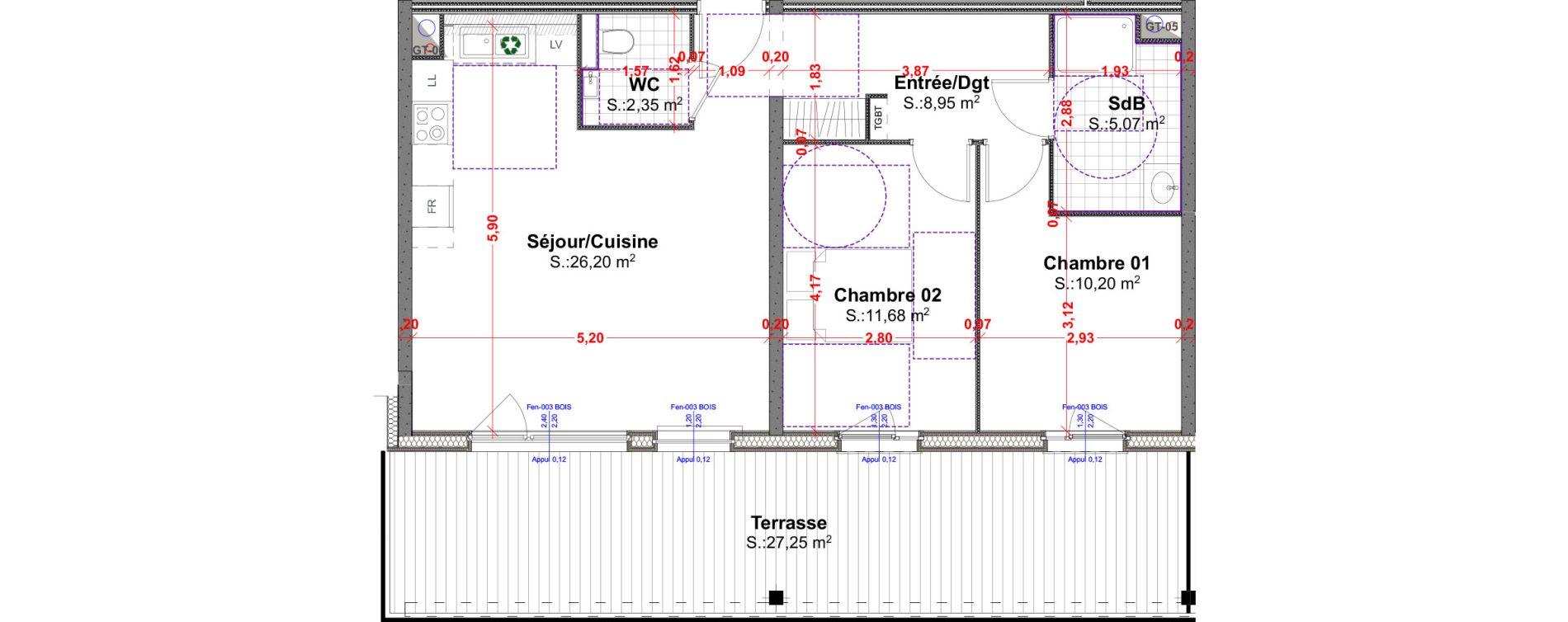 Appartement T3 de 64,45 m2 &agrave; R&eacute;dange Centre