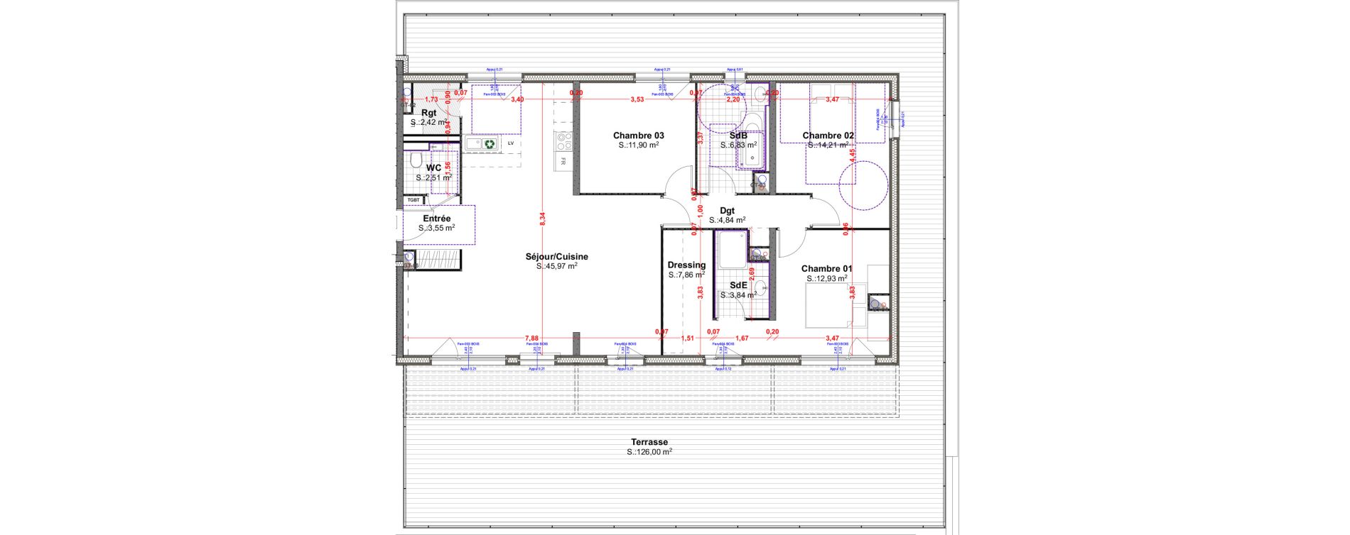 Appartement T4 de 116,86 m2 &agrave; R&eacute;dange Centre