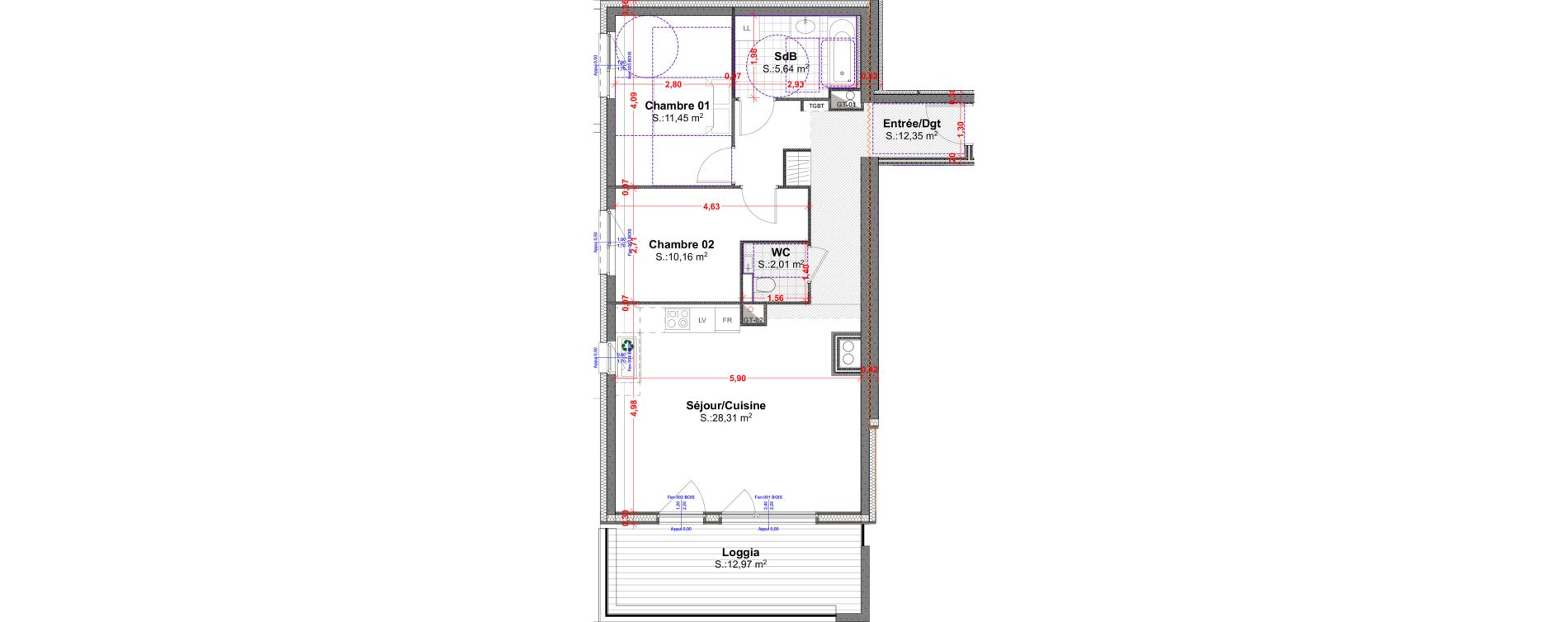 Appartement T3 de 69,92 m2 &agrave; R&eacute;dange Centre