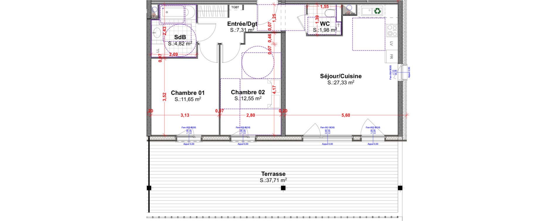 Appartement T3 de 65,64 m2 &agrave; R&eacute;dange Centre