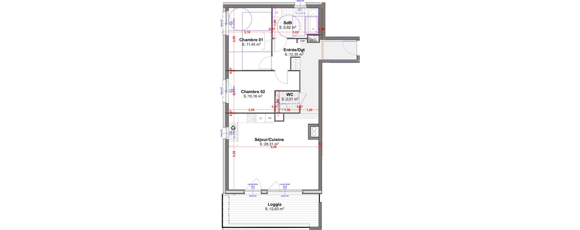 Appartement T3 de 70,10 m2 &agrave; R&eacute;dange Centre