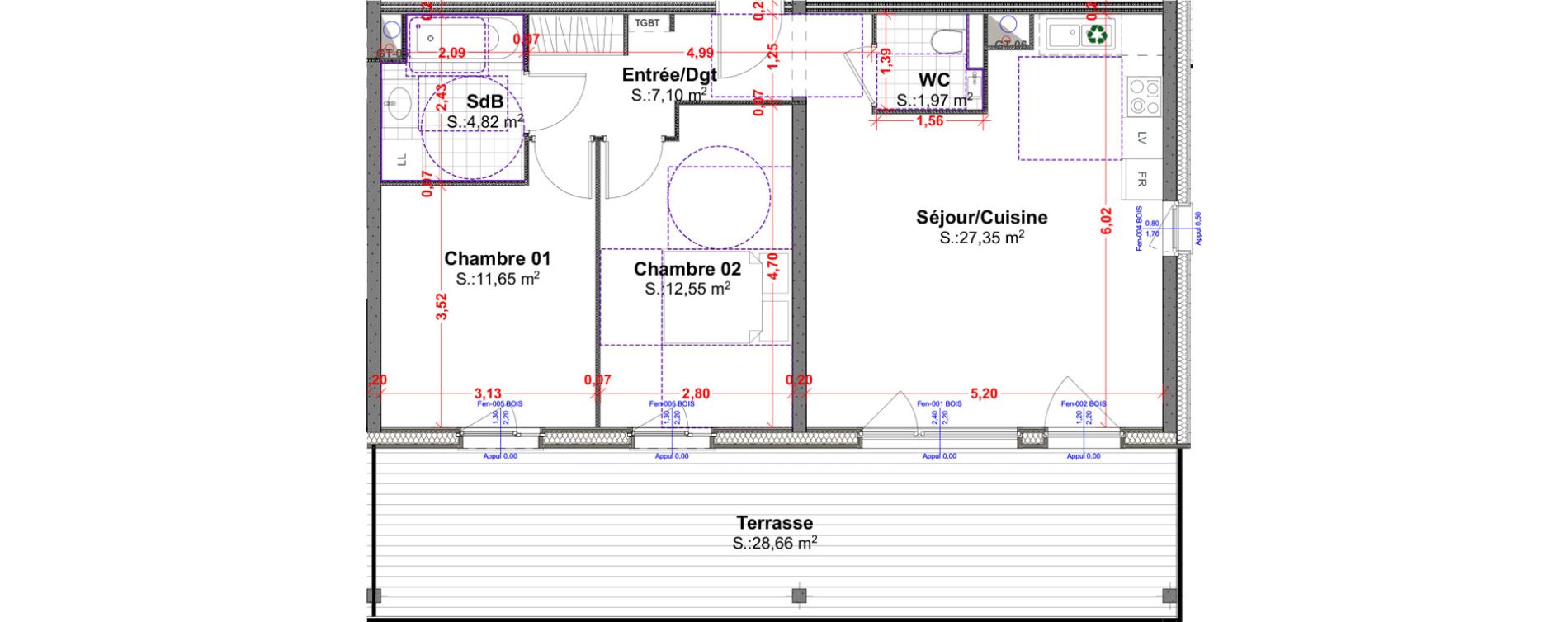 Appartement T3 de 65,44 m2 &agrave; R&eacute;dange Centre