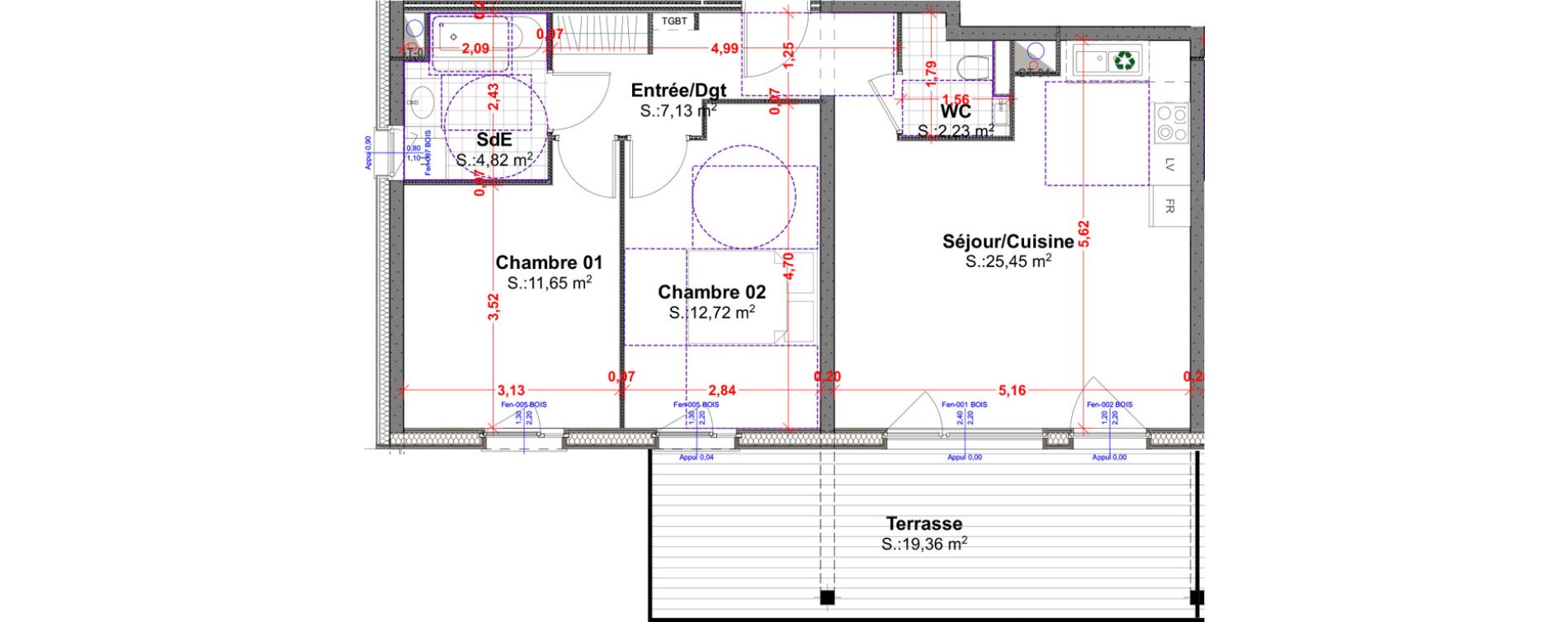 Appartement T3 de 64,00 m2 &agrave; R&eacute;dange Centre