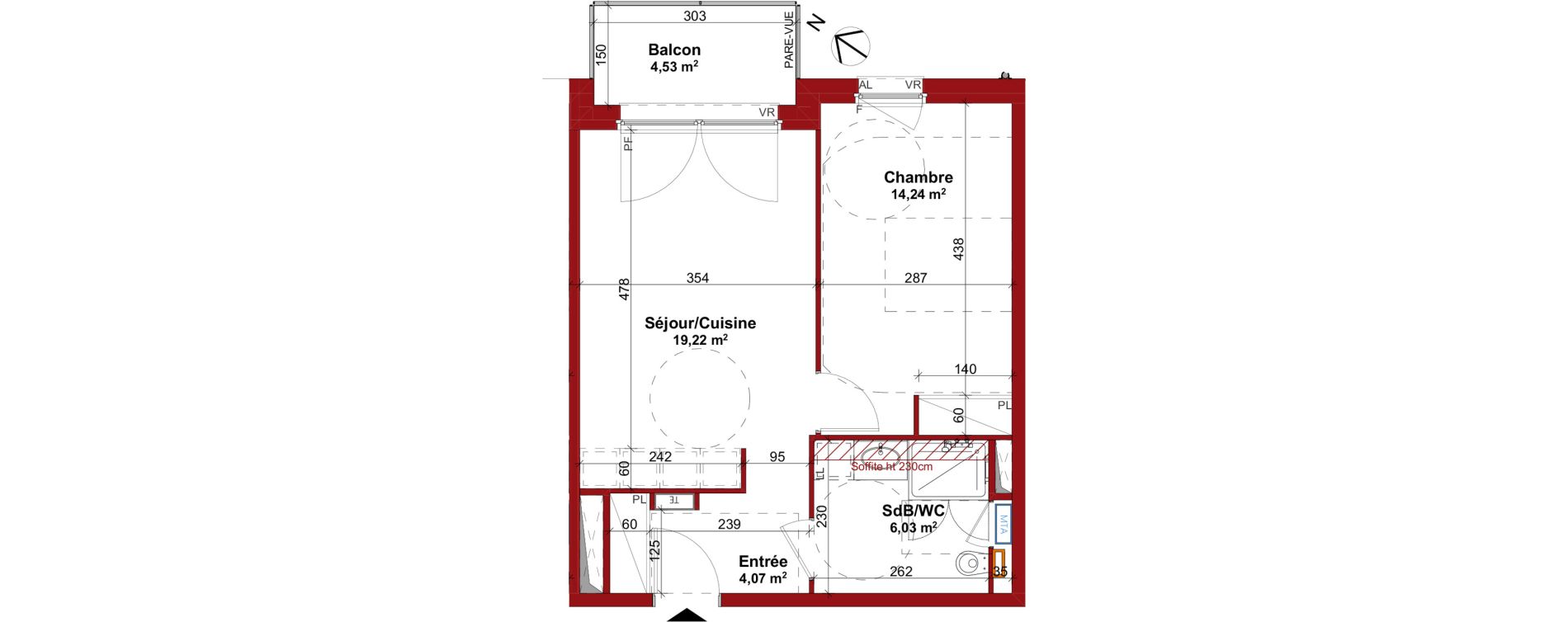 Appartement T2 meubl&eacute; de 43,56 m2 &agrave; Sarreguemines Centre