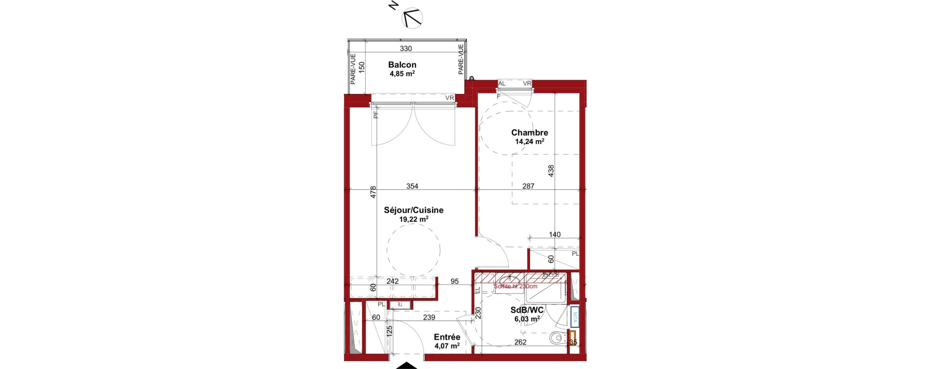 Appartement T2 meubl&eacute; de 43,56 m2 &agrave; Sarreguemines Centre