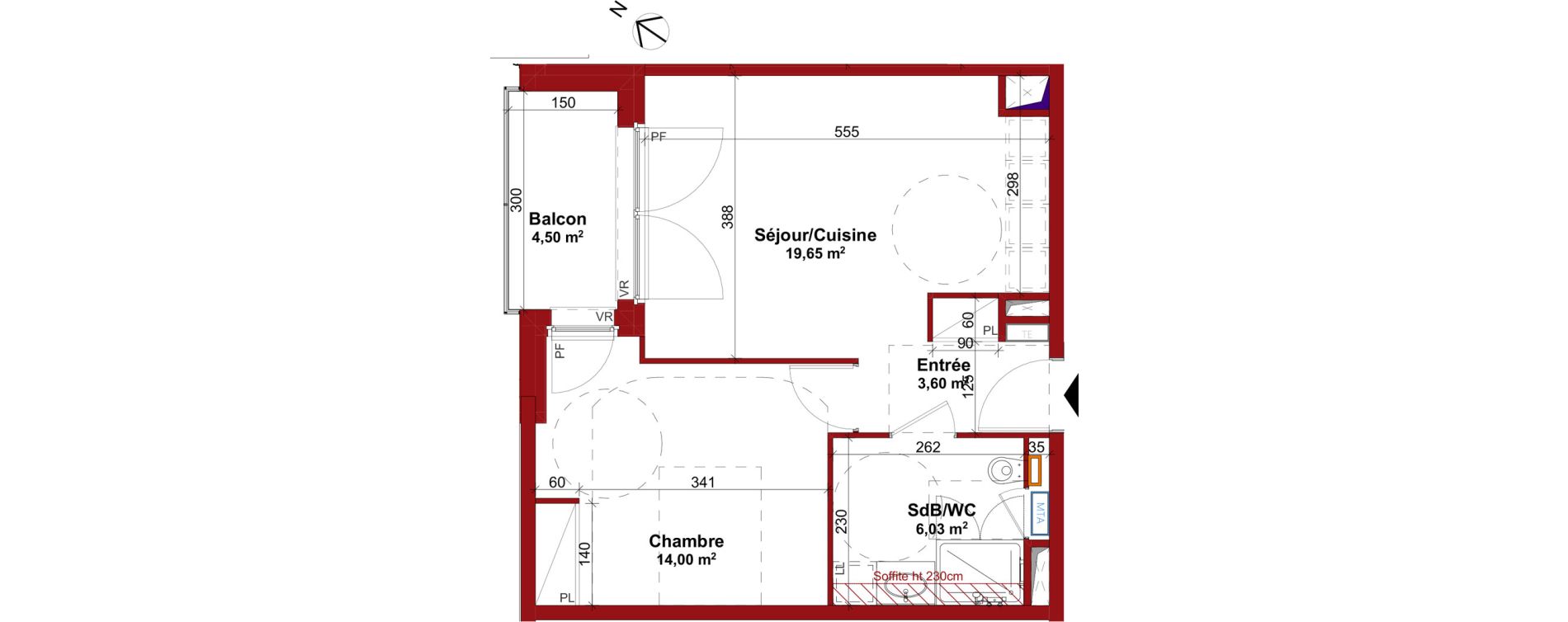 Appartement T2 meubl&eacute; de 43,28 m2 &agrave; Sarreguemines Centre