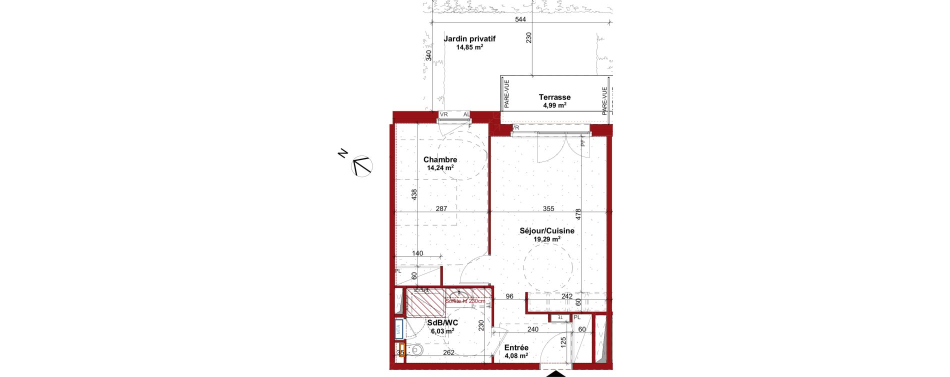 Appartement T2 meubl&eacute; de 43,64 m2 &agrave; Sarreguemines Centre