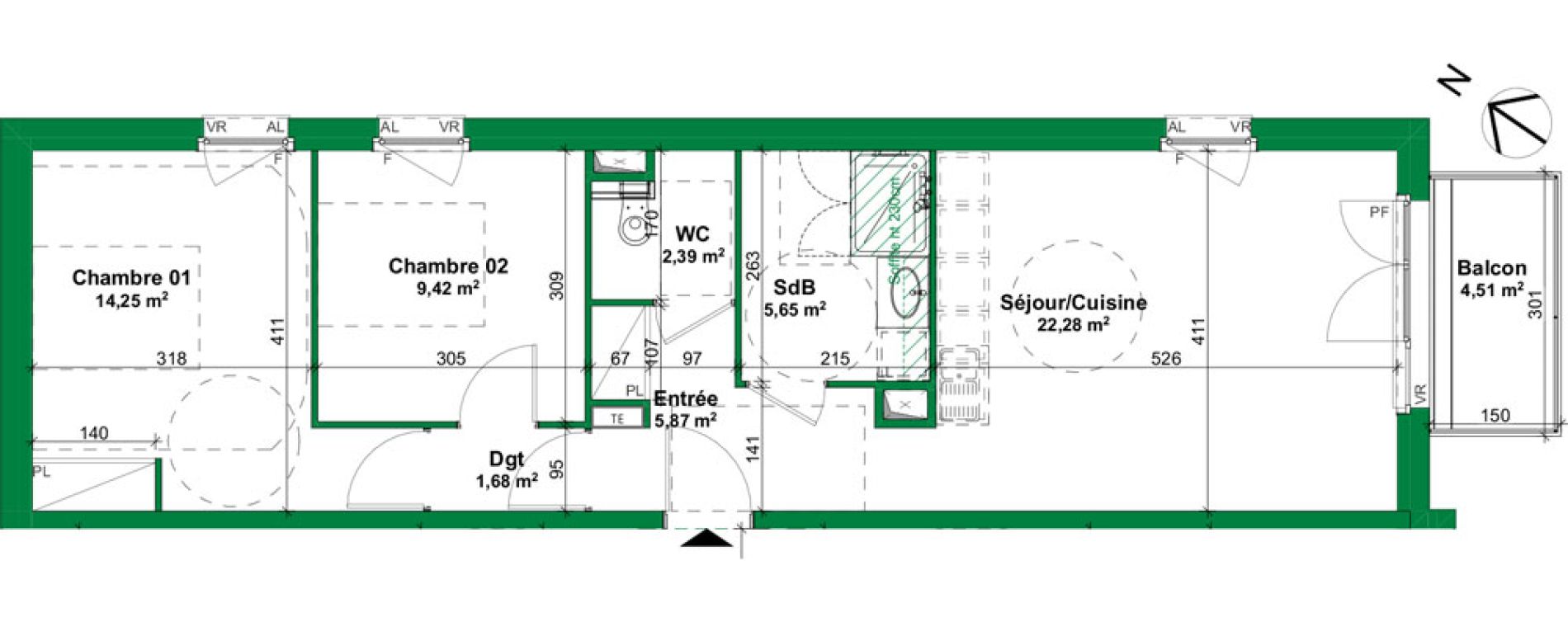 Appartement T3 meubl&eacute; de 61,54 m2 &agrave; Sarreguemines Centre