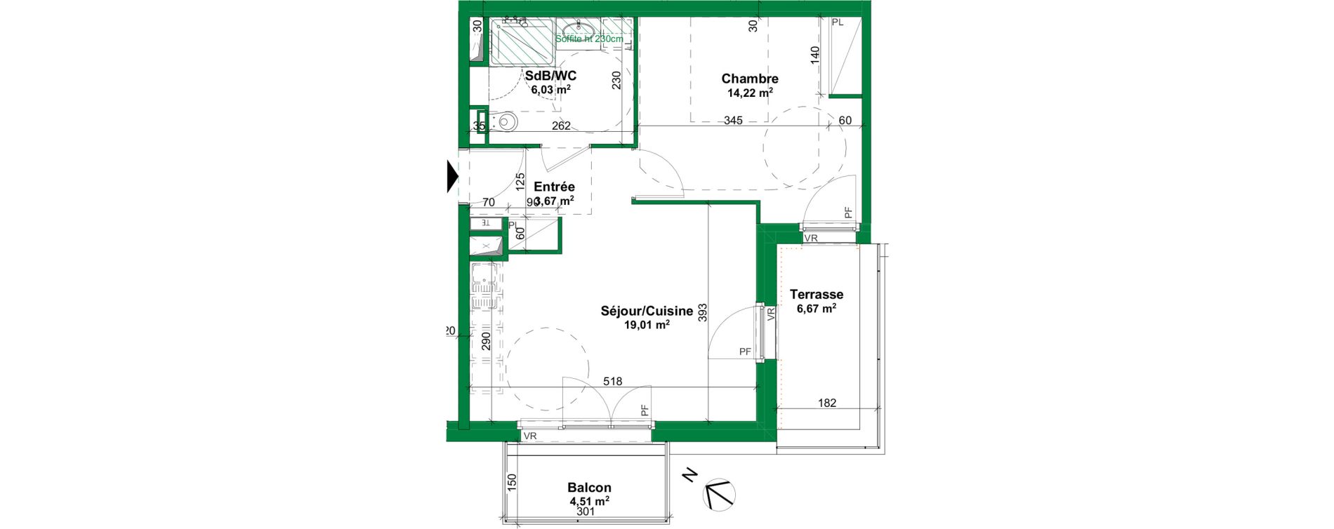Appartement T2 meubl&eacute; de 42,93 m2 &agrave; Sarreguemines Centre