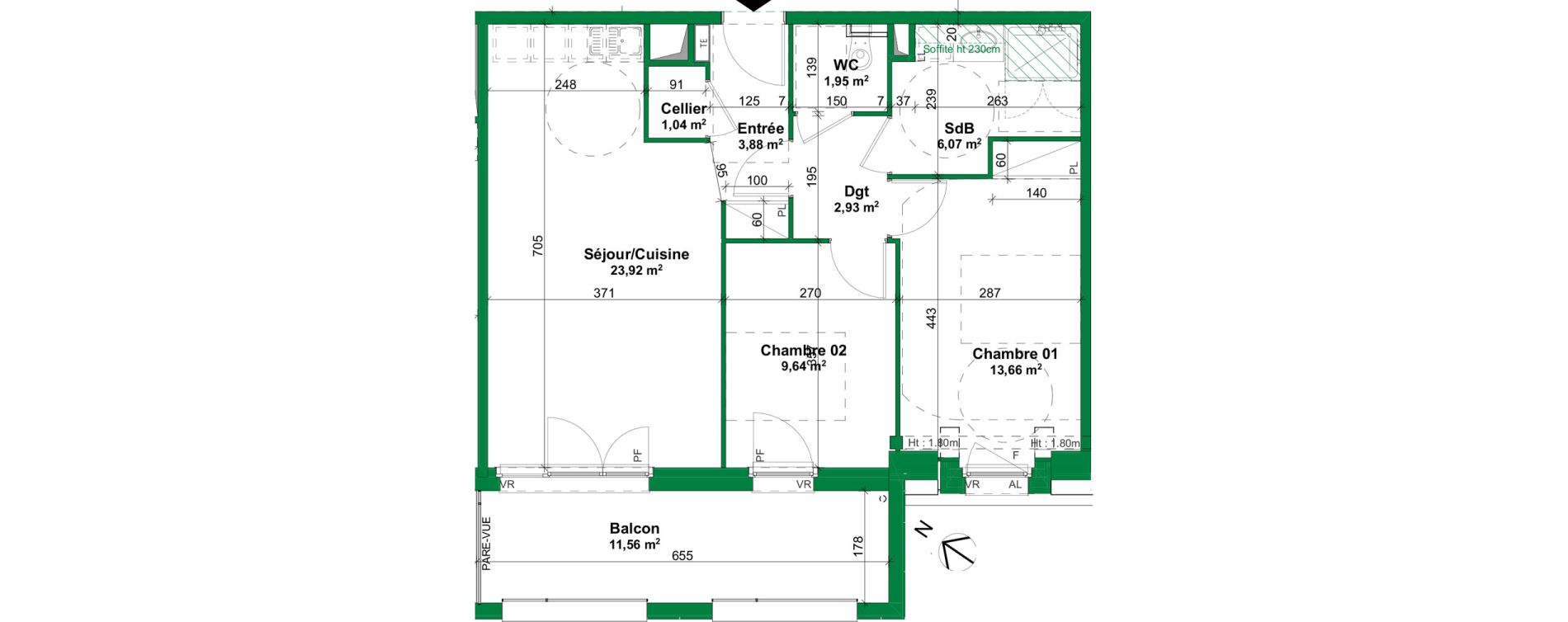 Appartement T3 meubl&eacute; de 63,09 m2 &agrave; Sarreguemines Centre