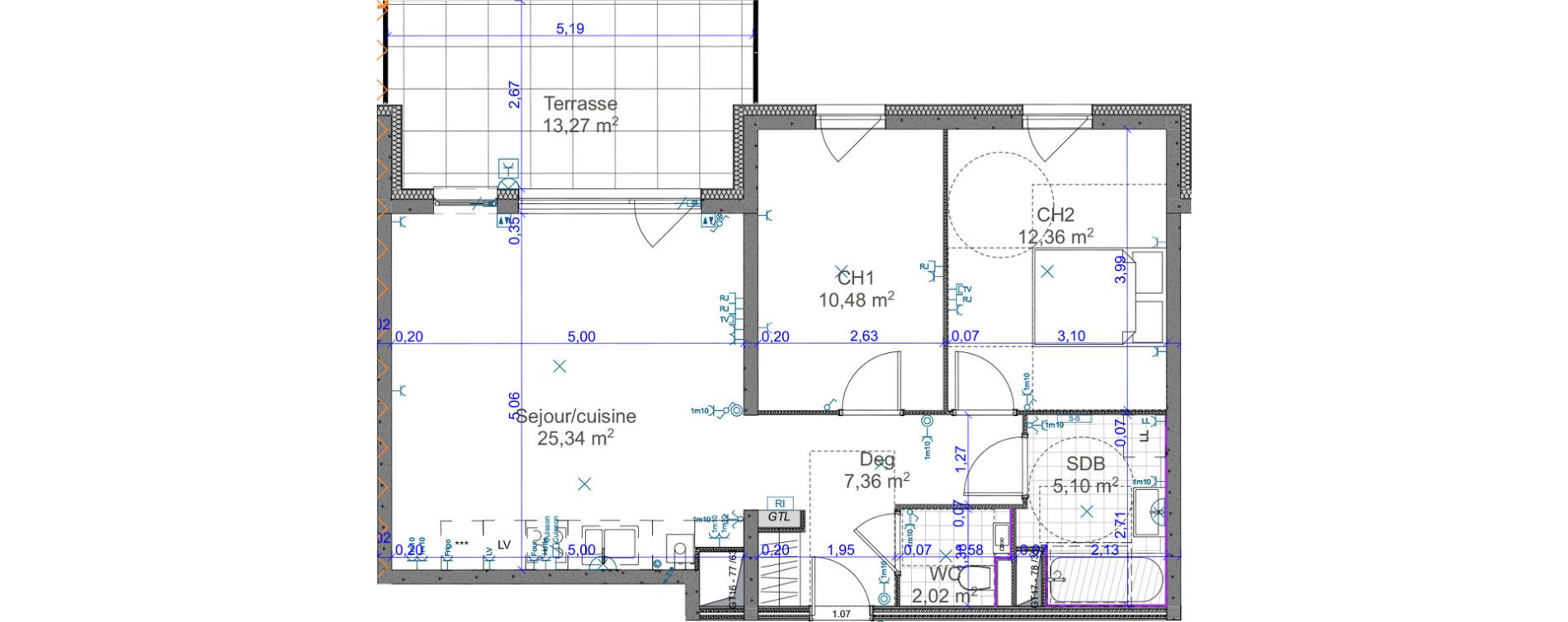 Appartement T3 de 62,66 m2 &agrave; Terville Centre