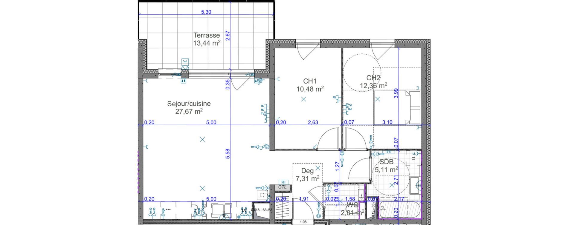 Appartement T3 de 64,94 m2 &agrave; Terville Centre