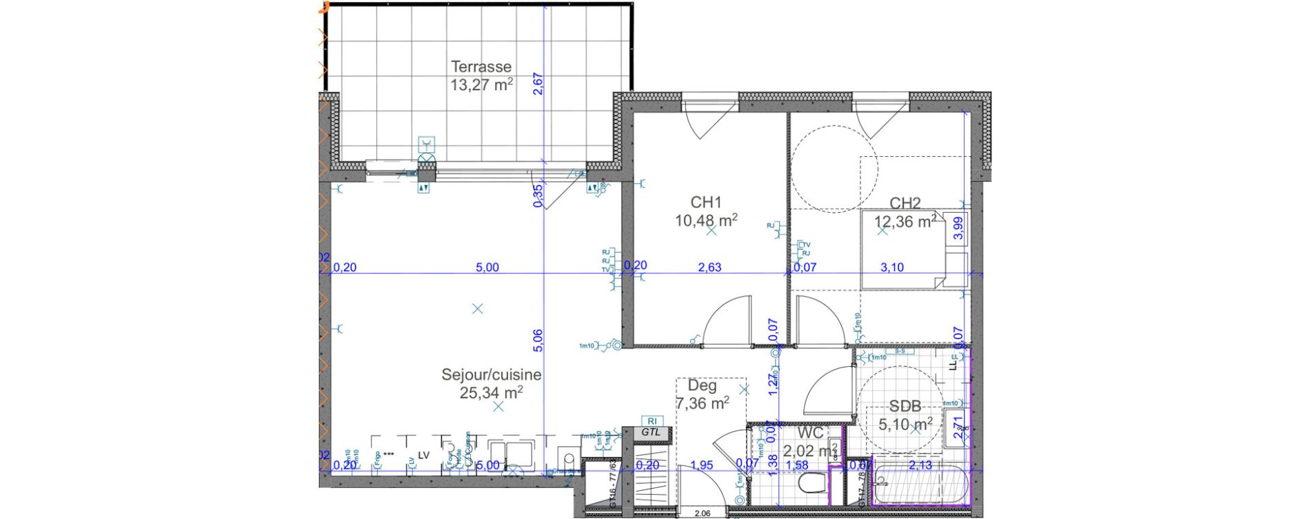 Appartement T3 de 62,66 m2 &agrave; Terville Centre