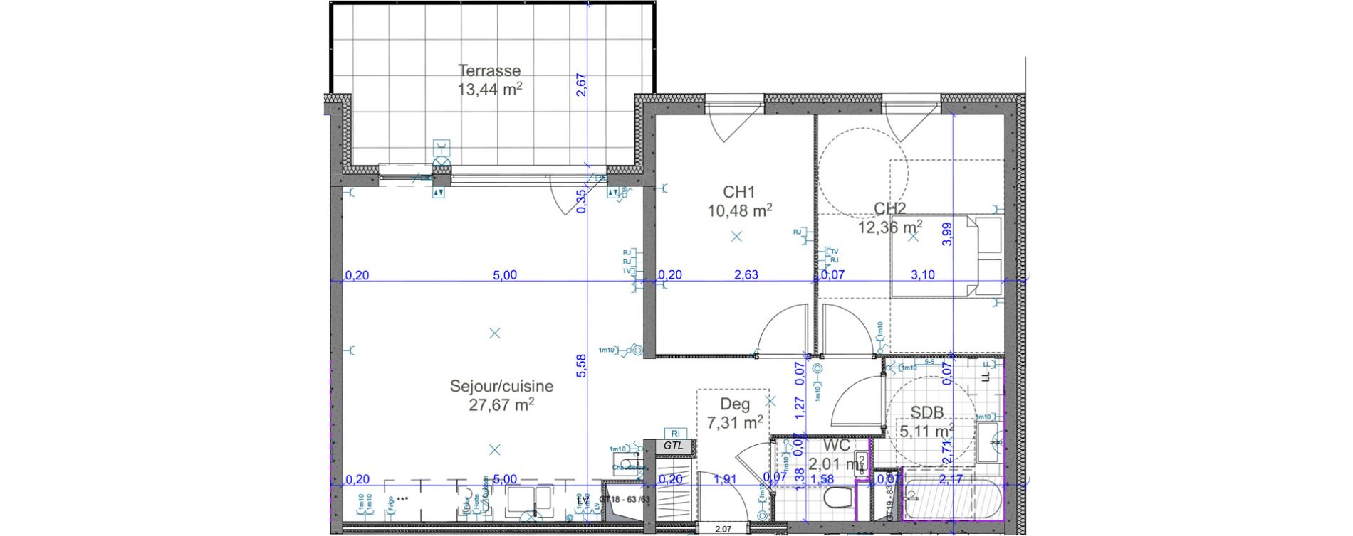 Appartement T3 de 64,94 m2 &agrave; Terville Centre