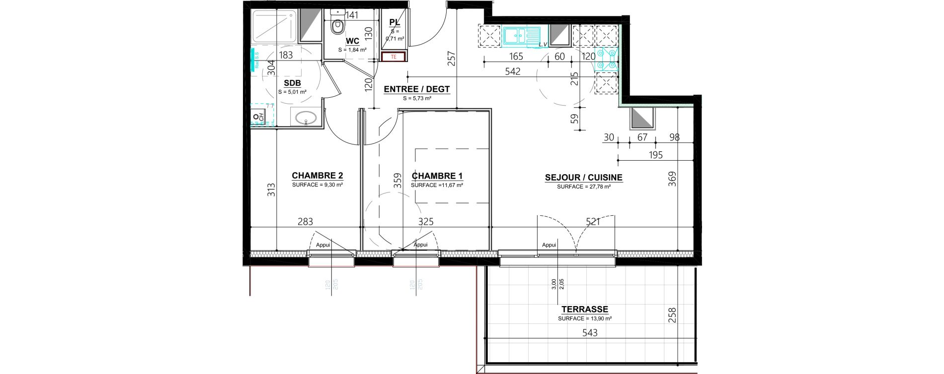 Appartement T3 de 62,04 m2 &agrave; Thionville Garche